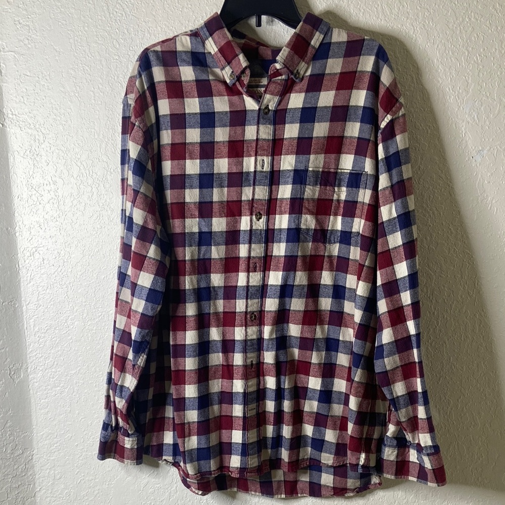 Merona Men's Checkered Shirt - Burgundy and Navy